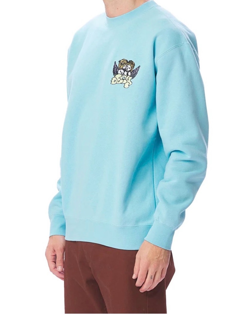 Obey Sky Blue Crewneck Sweater with Cherub Angels Kiss size M